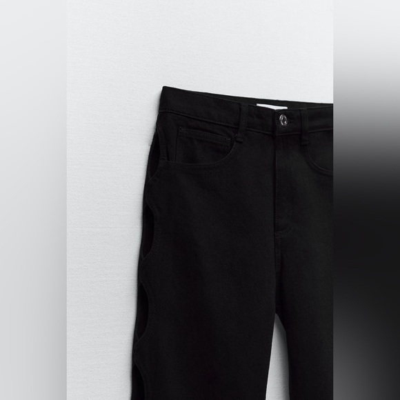 NWT ZARA cut out jeans black size 27 or size 4 festival - Picture 8 of 16
